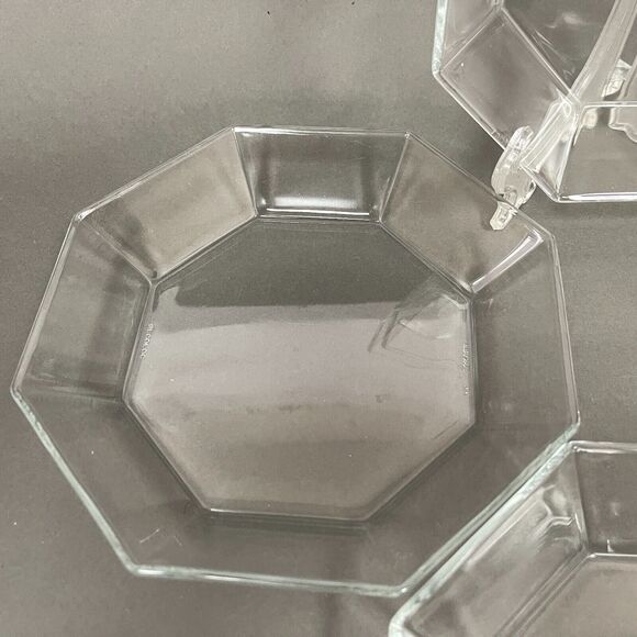 Arcoroc France Octime Clear Octagonal Bowls Glass 7 3/4" across Lot of 4 - Picture 3 of 13
